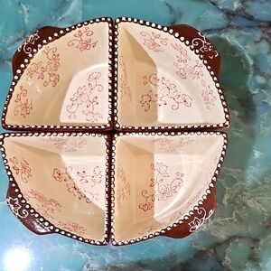 Temp-tations by Tara Red/White Floral Lace Set 4 Dipping Dishes PPPHF792004